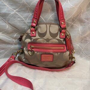 COACH DAISY SIGNATURE FOLDOVER CROSSBODY BAG/ SATCHEL PiNK F21713